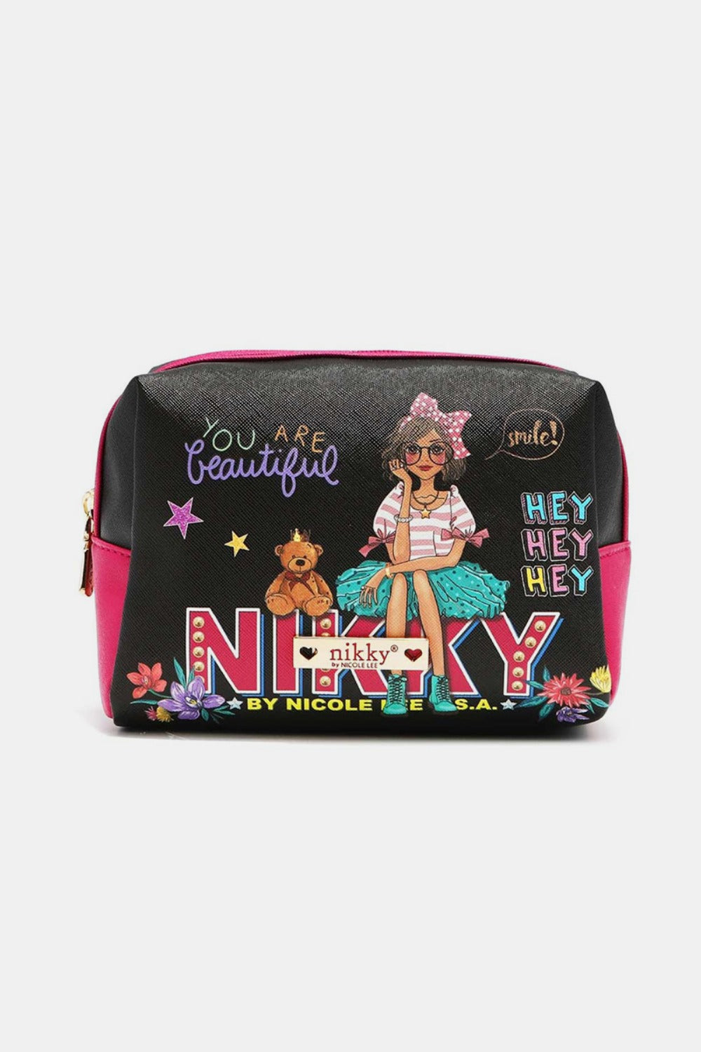 Nicole Lee USA Printed Extra Large Cosmetic Pouch.