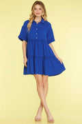 She + Sky Full Size Button Front Frill Tiered Mini Dress Plus Size.