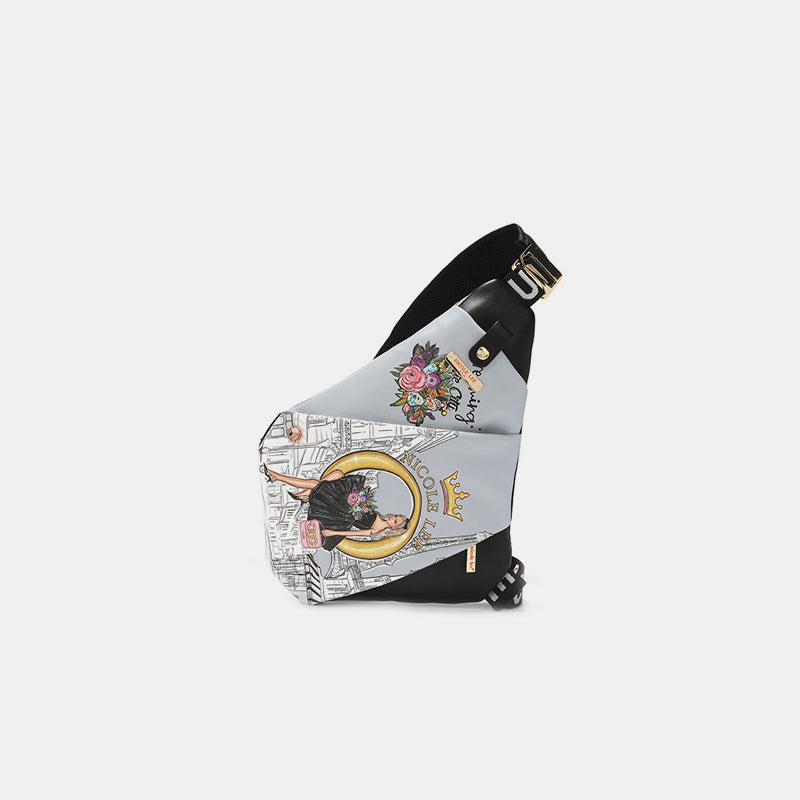 Nicole Lee USA Vegan Leather Leopard & Lip Pattern Crossbody Bag.