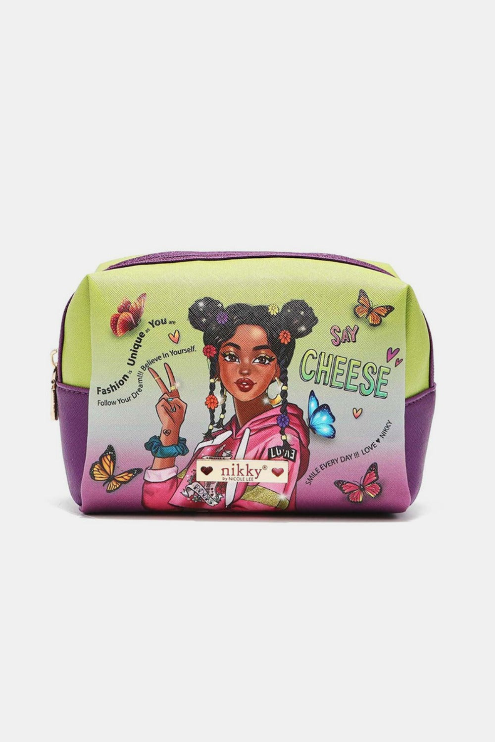 Nicole Lee USA Printed Extra Large Cosmetic Pouch.