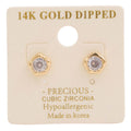 14k Gold Dipped Cz Stone Stud Earring Gold Finish