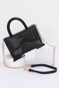 Faux Leather Ribbon Handle Bag