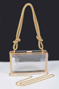 Clear Case Clutch W/rhinestone Handle