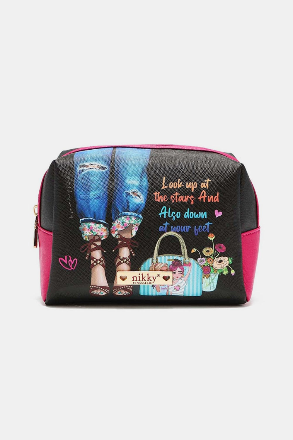 Nicole Lee USA Printed Extra Large Cosmetic Pouch.