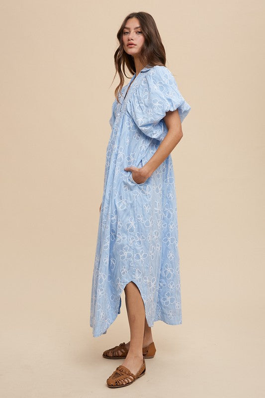 Annie Wear Floral Smock Detail Puff Sleeve Dress.