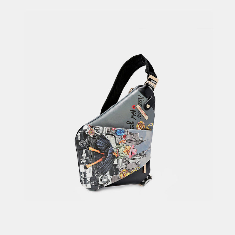 Nicole Lee USA Vegan Leather Leopard & Lip Pattern Crossbody Bag.
